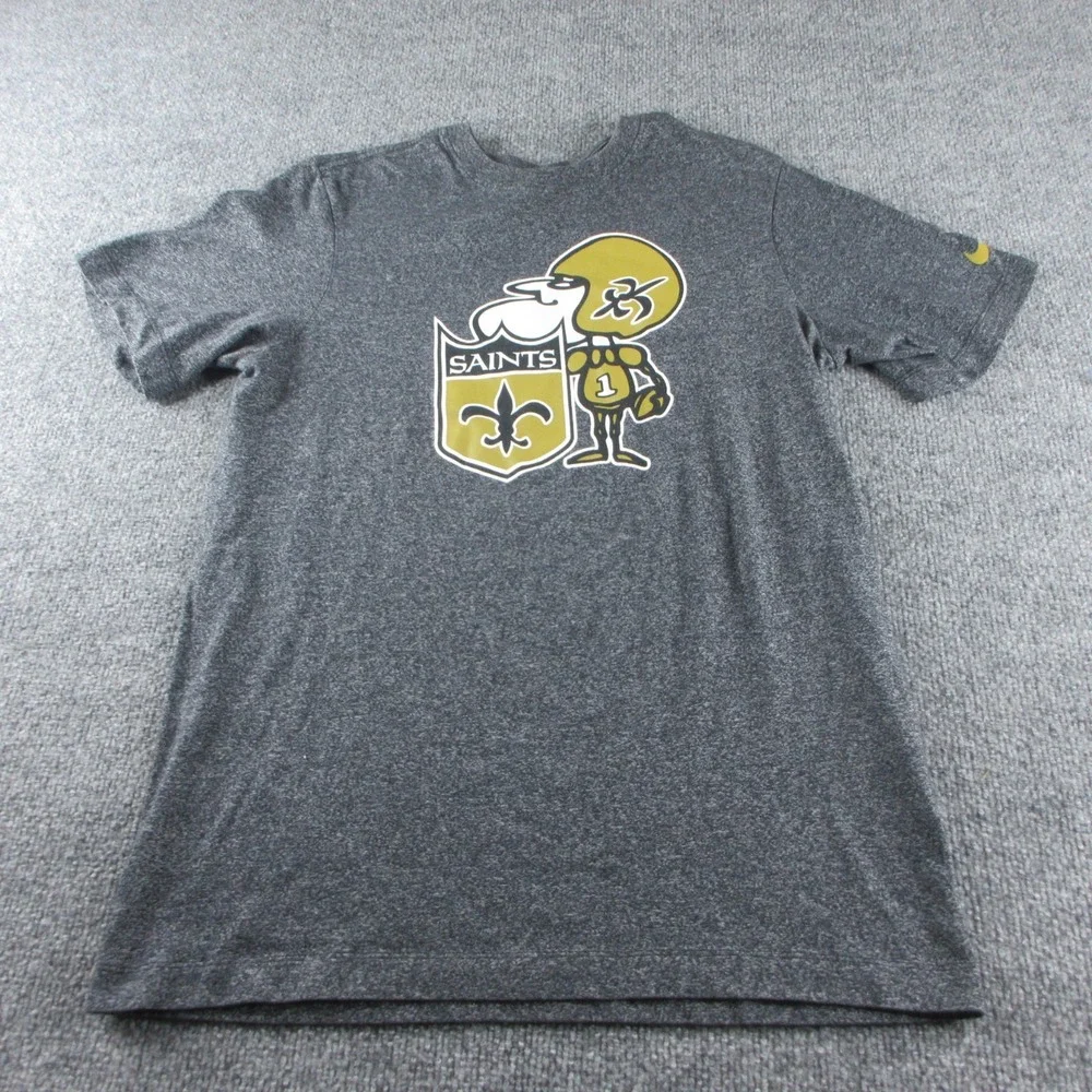 New Orleans Saints Shirt Womens S Gray Nike Tee Sir Saint Logo Football NFL
